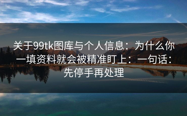 关于99tk图库与个人信息：为什么你一填资料就会被精准盯上：一句话：先停手再处理